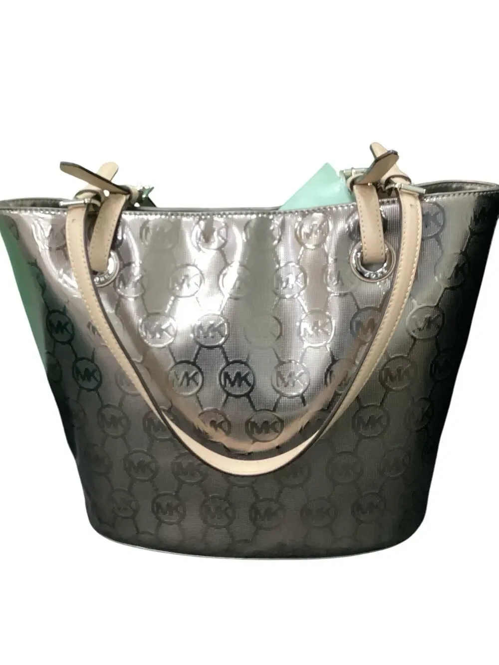 Michael Kors Tote Women’s One Size Monogram Metallic Two Handles Snap Closure
